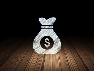Image showing Business concept: Money Bag in grunge dark room