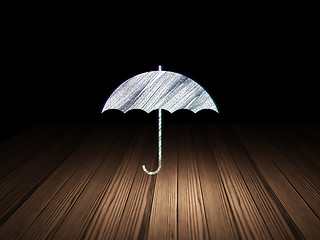 Image showing Privacy concept: Umbrella in grunge dark room