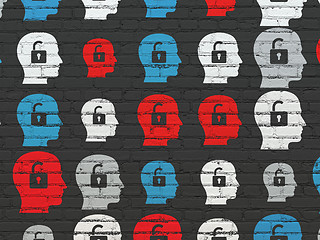 Image showing Finance concept: Head With Padlock icons on wall background