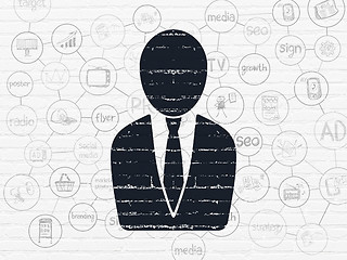 Image showing Marketing concept: Business Man on wall background