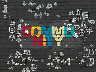 Image showing Social media concept: Community on wall background