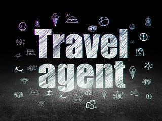 Image showing Vacation concept: Travel Agent in grunge dark room