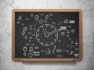 Image showing Time concept: Clock on School Board background