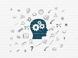 Image showing Education concept: Head With Gears on wall background