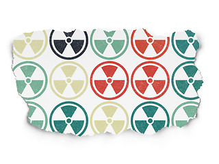 Image showing Science concept: Radiation icons on Torn Paper background