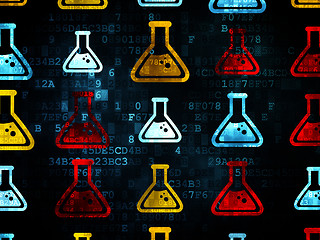 Image showing Science concept: Flask icons on Digital background