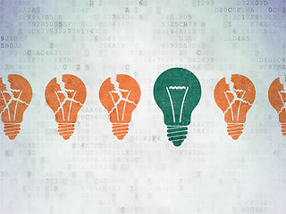 Image showing Finance concept: light bulb icon on Digital Paper background