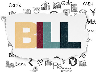 Image showing Currency concept: Bill on Torn Paper background