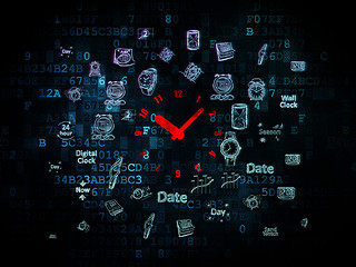 Image showing Time concept: Clock on Digital background