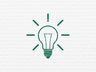 Image showing Business concept: Light Bulb on wall background