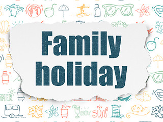 Image showing Travel concept: Family Holiday on Torn Paper background