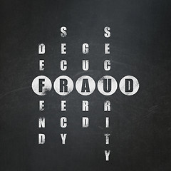 Image showing Protection concept: word Fraud in solving Crossword Puzzle