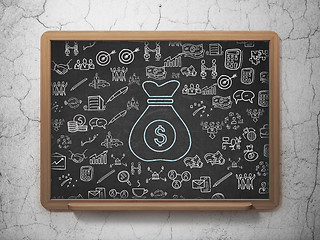 Image showing Finance concept: Money Bag on School Board background