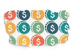 Image showing Money concept: Dollar Coin icons on Torn Paper background