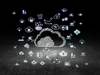 Image showing Cloud computing concept: Cloud in grunge dark room