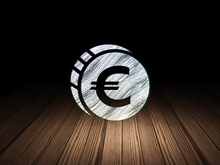 Image showing Banking concept: Euro Coin in grunge dark room