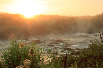 Image showing Dawn over Rushing river