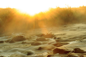 Image showing Dawn over Rushing river