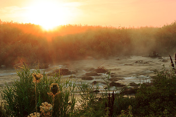 Image showing Dawn over Rushing river