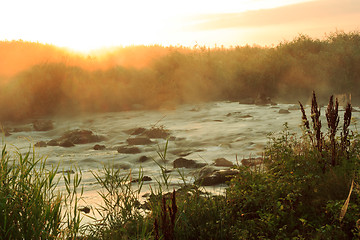 Image showing Dawn over Rushing river