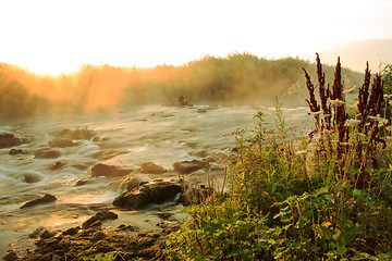 Image showing Dawn over Rushing river