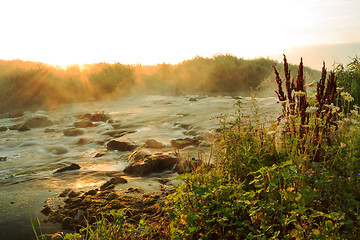 Image showing Dawn over Rushing river