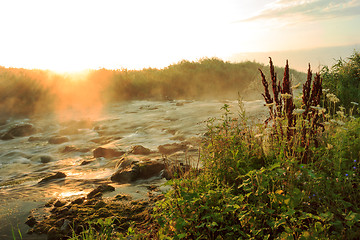 Image showing Dawn over Rushing river