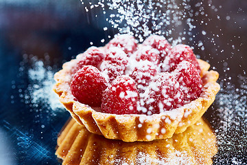 Image showing Home made tartlets with raspberries