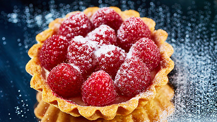 Image showing Home made tartlets with raspberries