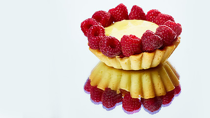 Image showing Home made tartlets with raspberries