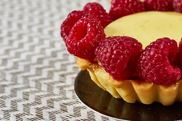 Image showing Home made tartlets with raspberries