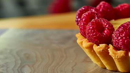 Image showing Home made tartlets with raspberries