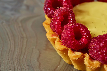 Image showing Home made tartlets with raspberries