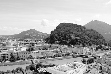 Image showing Salzach river flows through Salzburg city centre in Austria