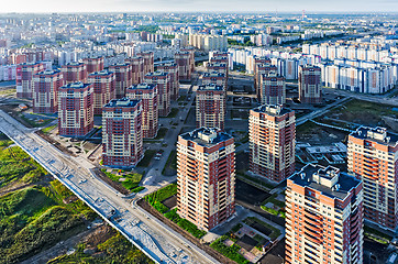 Image showing Bird eye view on sleeping neighborhood. Tyumen. Russia