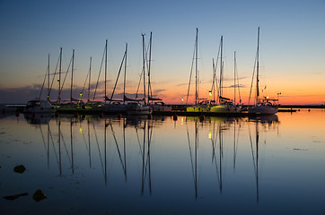 Image showing Twilight at a small harbor