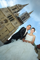 Image showing Married couple posing in city