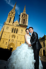 Image showing Married couple in front of Cathedral