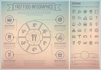 Image showing Fast Food Line Design Infographic Template