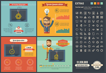 Image showing Three D printing flat design Infographic Template