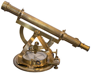 Image showing Old brass sextant cutout