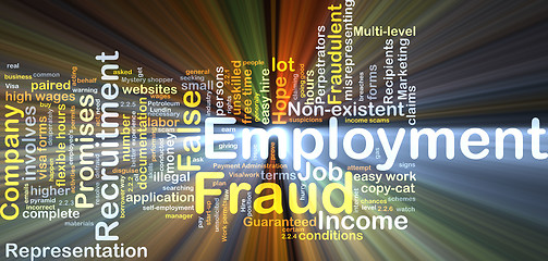 Image showing Employment fraud background concept glowing