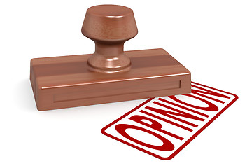 Image showing Wooden stamp opinion with red text