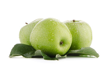 Image showing Three fresh green apples