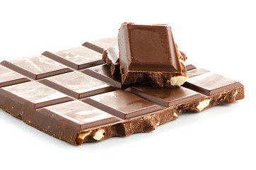 Image showing Closeup detail of chocolate with almods parts