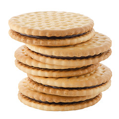 Image showing Sandwich biscuits with chocolate filling