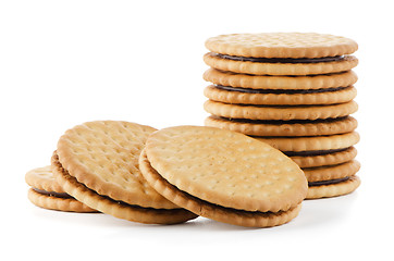 Image showing Sandwich biscuits with chocolate filling