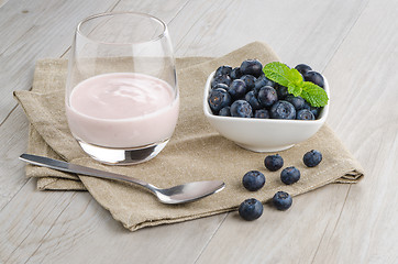 Image showing Yogurt with fresh blueberries