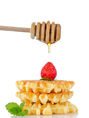 Image showing Waffles and strawberry