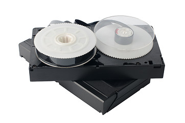 Image showing Two videotapes and reel